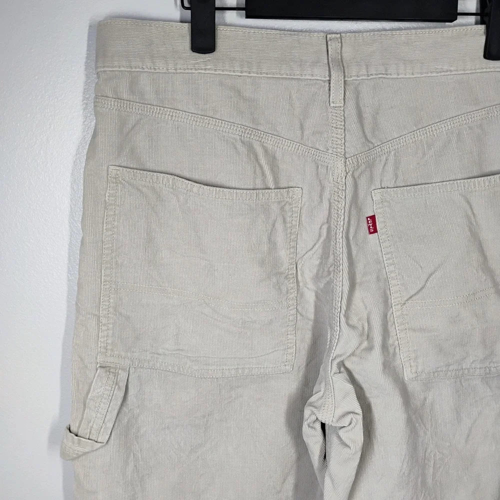 Vintage Levi's Beige Carpenter Corduroy Shorts Red Tab Baggy Mens 33 10 Inseam
